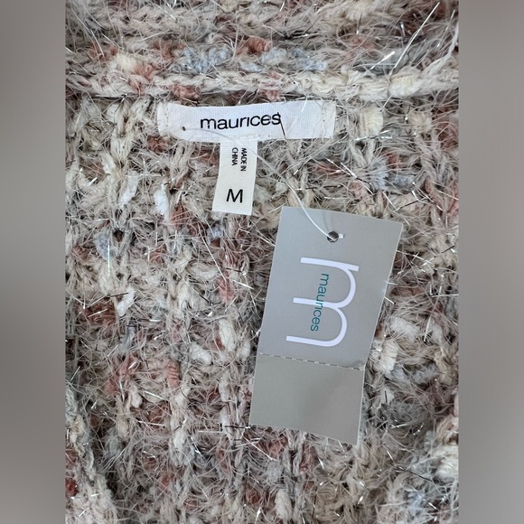 Maurices Sweater Womens Sz M Chunky Knit Cardigan Long Sleeve Shimmer Open Front - Picture 4 of 9